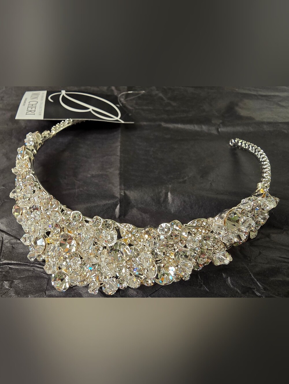 Mon Cheri Silver Crystal Cluster Necklace